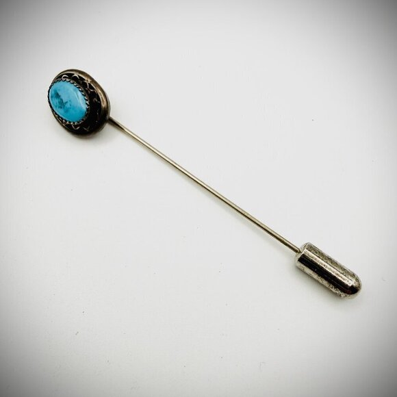 Accessories - Vintage Sterling Silver Turquoise Hat Pin / Stick Pin